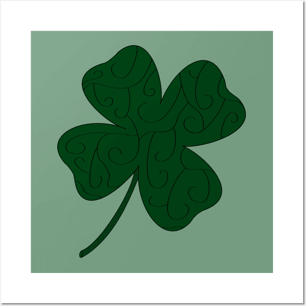 Patterned Four Leaf Clover (Mint Green) Wall Art by thcreations1